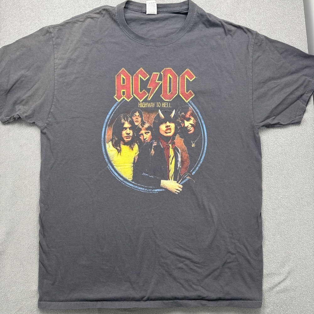 Y2K AC/DC Highway to Hell Graphic T-Shirt Delta Fruit Of The Loom Adult L Black